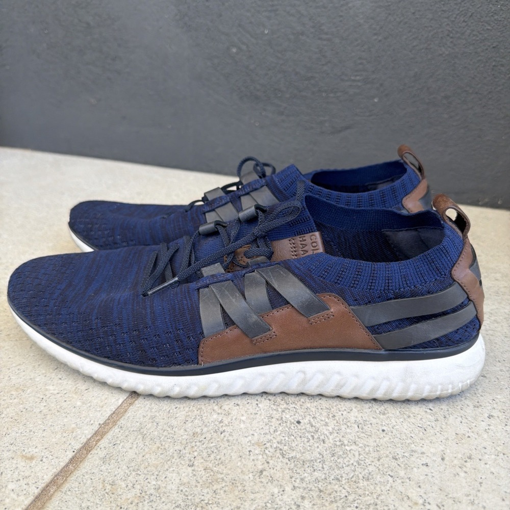 Cole Haan Grand Motion All Day Blue Brown Trainer Knit Sneaker Shoes Men 13M